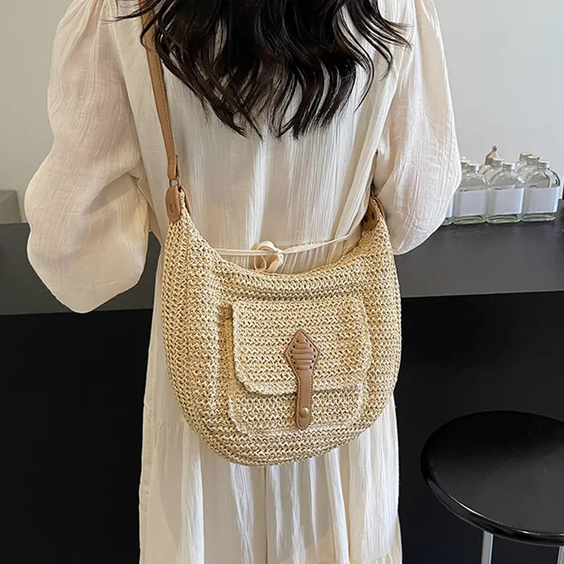 Luxury Crossbody Bags for Women Straw Beach Bag Woven Boho Rattan Straw Shoulder Bag Purses and Handbags Summer Raffia Bag