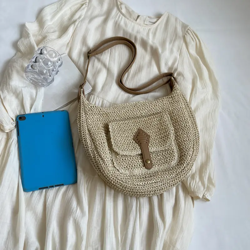 Luxury Crossbody Bags for Women Straw Beach Bag Woven Boho Rattan Straw Shoulder Bag Purses and Handbags Summer Raffia Bag