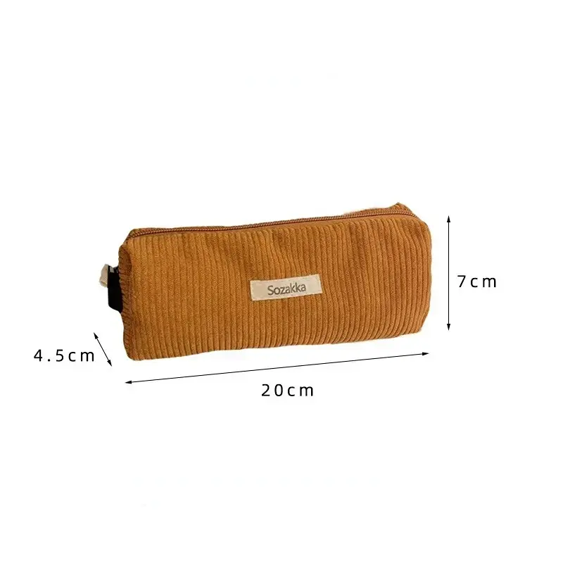 Korean Corduroy Cosmetic Bag Small Makeup Pouch Lady Portable Travel Toiletry Bag Necesserie Organizer Student Cute Pencil Case