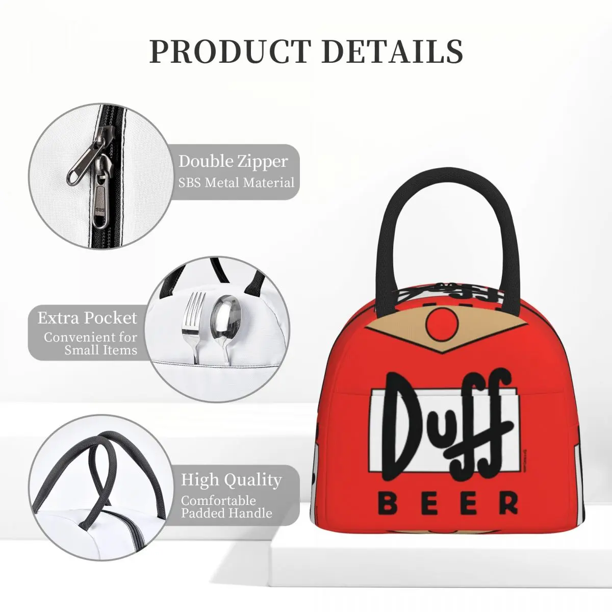 Duff Beer Lunch Bags Insulated Bento Box Waterproof Lunch Tote Leakproof Picnic Bags Cooler Bag for Woman Children Travel