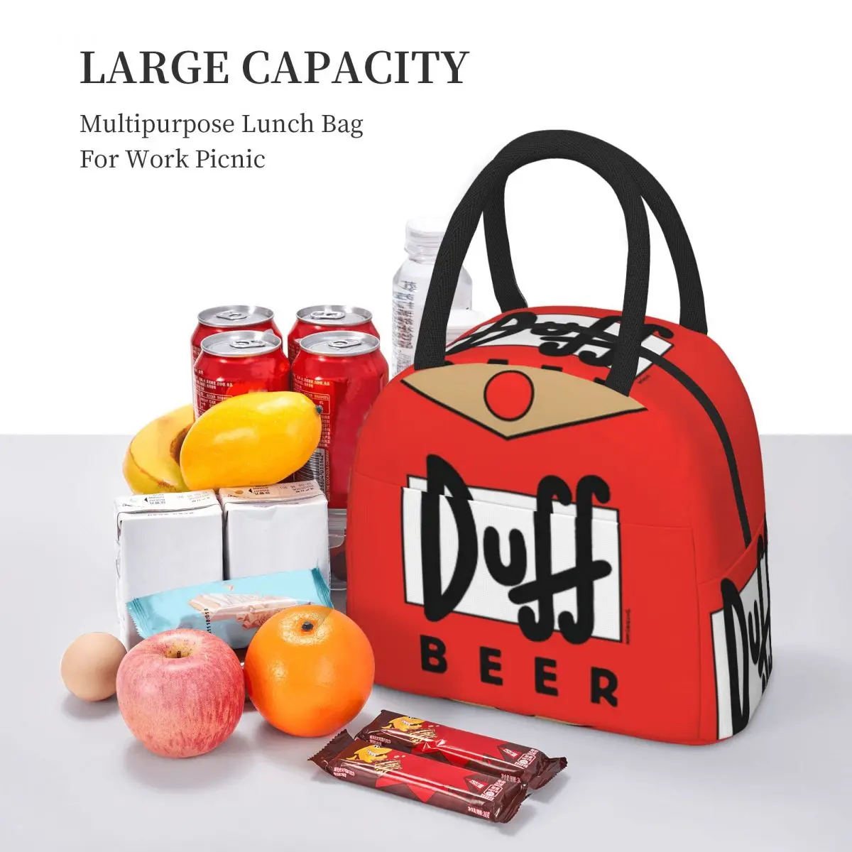 Duff Beer Lunch Bags Insulated Bento Box Waterproof Lunch Tote Leakproof Picnic Bags Cooler Bag for Woman Children Travel