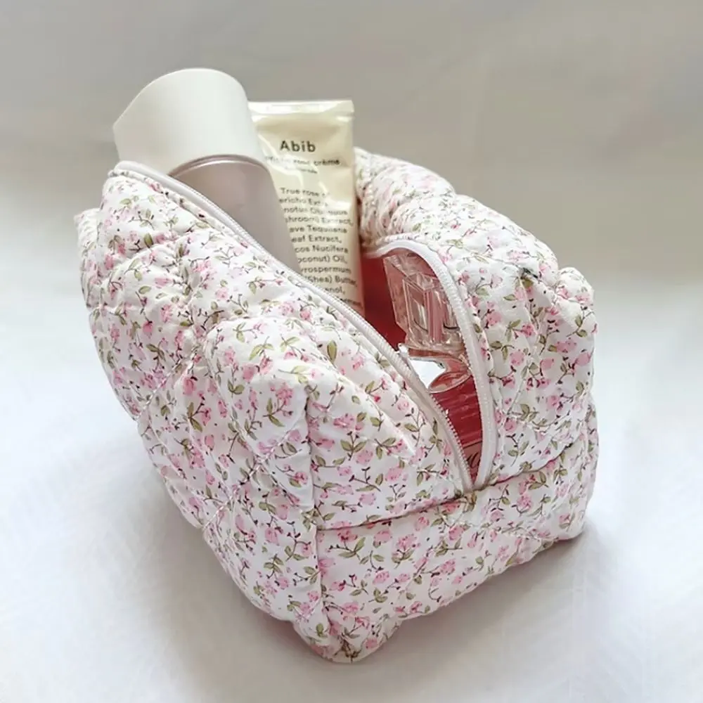 Cosmetic Bag Women Floral Makeup Case Organizer Korean Flower Printed Women Cosmetic Pouch Travel Toiletry Bag Beauty Case