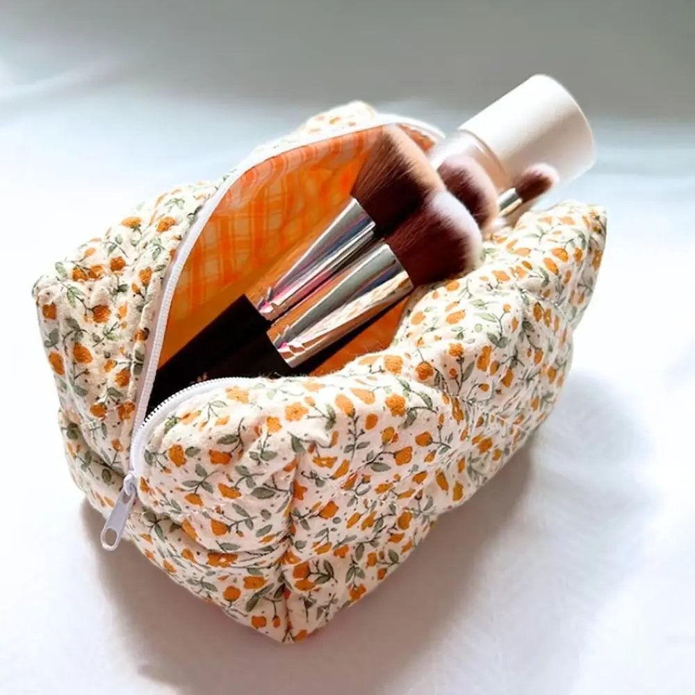 Cosmetic Bag Women Floral Makeup Case Organizer Korean Flower Printed Women Cosmetic Pouch Travel Toiletry Bag Beauty Case