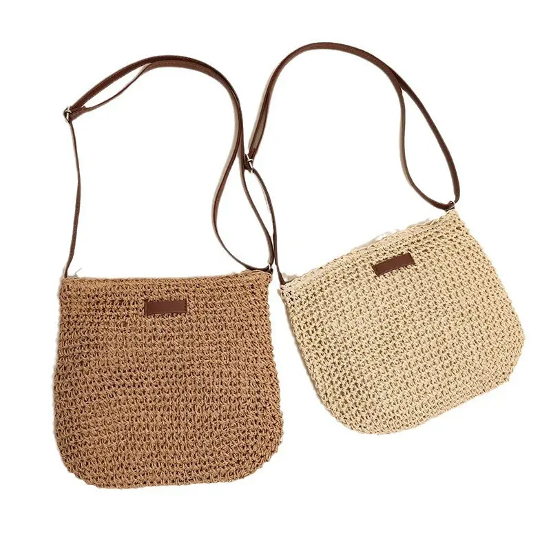 Summer Fashion Straw Bag Beach Holiday Crossbody Bag Shopping Large Capacity Woven Shoulder Handbag Messenger Ladies Women