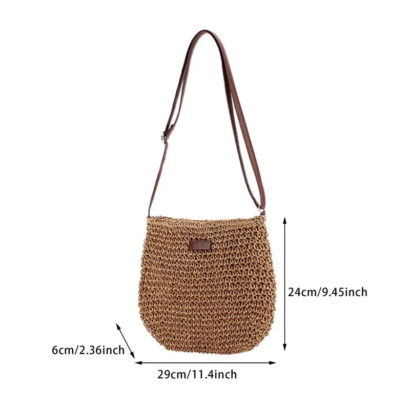 Summer Fashion Straw Bag Beach Holiday Crossbody Bag Shopping Large Capacity Woven Shoulder Handbag Messenger Ladies Women