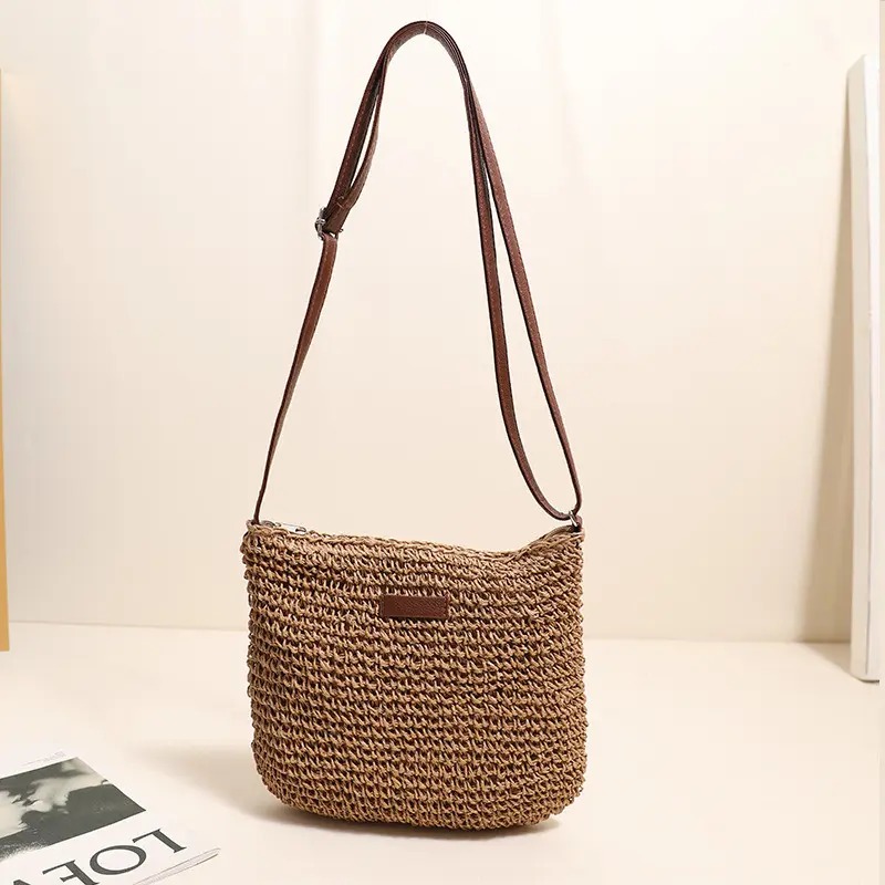Summer Fashion Straw Bag Beach Holiday Crossbody Bag Shopping Large Capacity Woven Shoulder Handbag Messenger Ladies Women