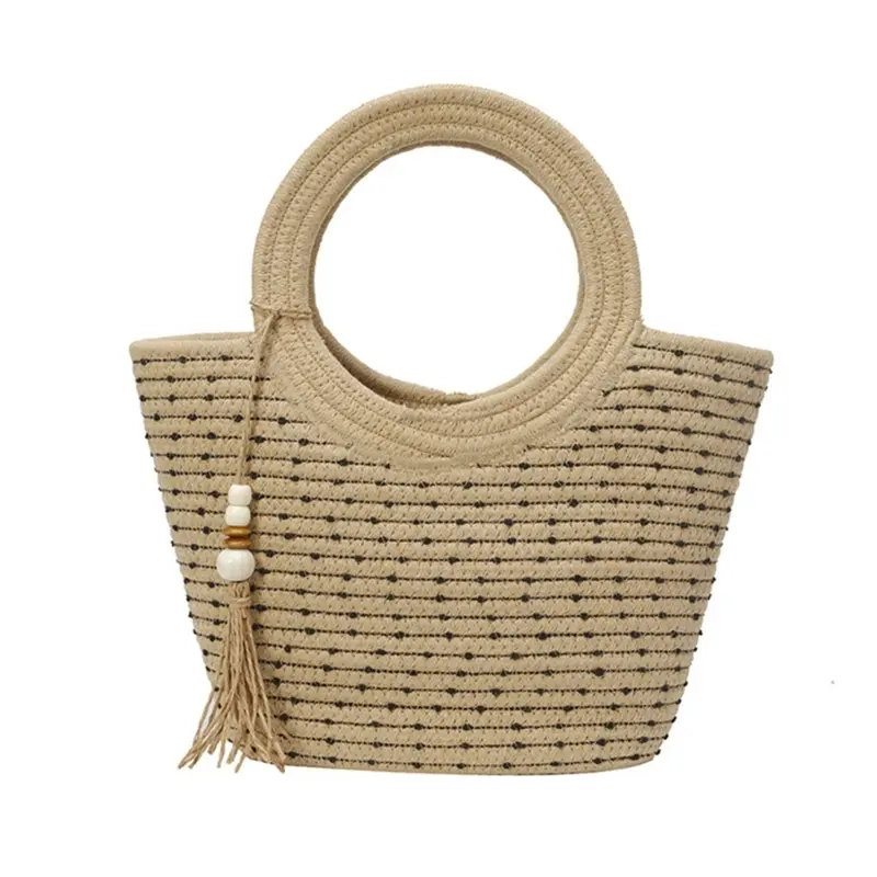 Large Woven Straw Beach Bag for Women Summer Vacation Lightweight Practical Carryall Handbag Top Handle Purse