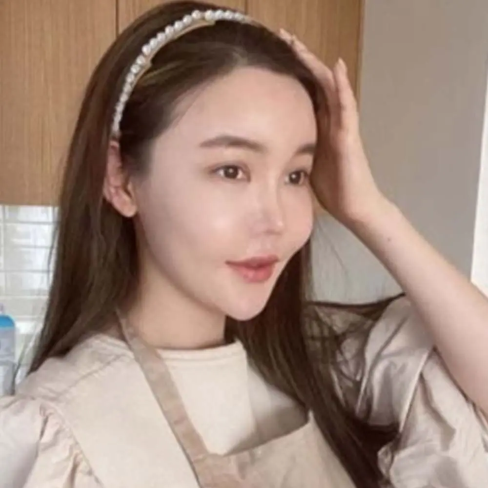 All-matched Forsted Foldable Pearl Headband Plastic Small Retractable Hair Hoop Coffee Pink Portable Hair Band Girls