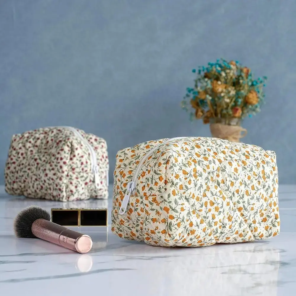 Large Capacity Floral Print Women Makeup Bag Cosmetic Toiletries Square Pouch Handbag Travel Storage Organizer Make Up Bags