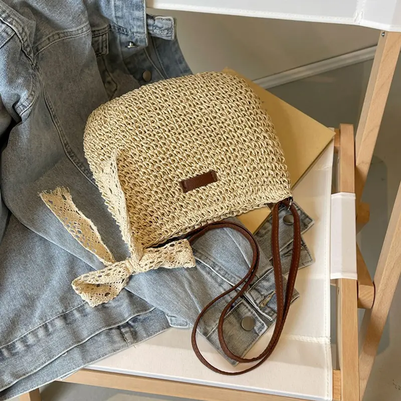 Ladies Fashion Summer Straw Crossbody Bag Women Beach Holiday Shopping Woven Shoulder Purses
