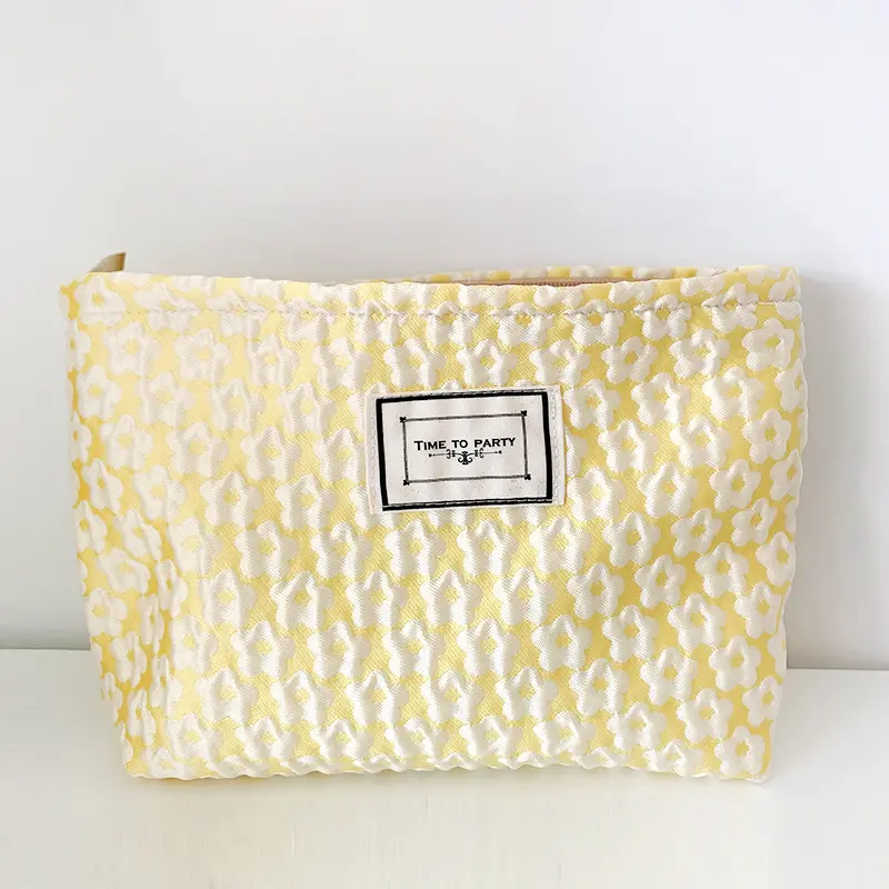 Fashion Simple Floral Jacquard Cosmetic Bag Large Capacity Travel Makeup Bag Skincare Bag Toiletry Organizer Makeup Pouch Clutch