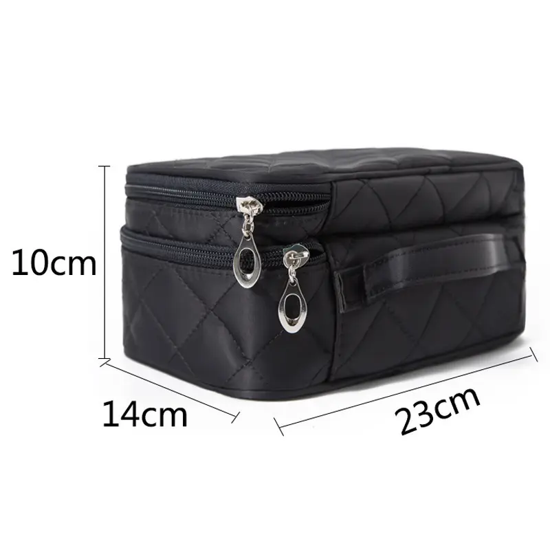 New Makeup Bag Small Grid 2-Layer Cosmetic Storage Bags Women's Fashion Portable cosmetic bag Travel Essential Wash Bag