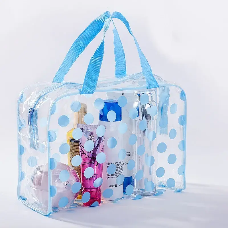 Portable Transparent PVC Makeup Bags Women's Floral Waterproof Cosmetic Bag Travel Washing Toiletry Shower Storage Bag Pouches
