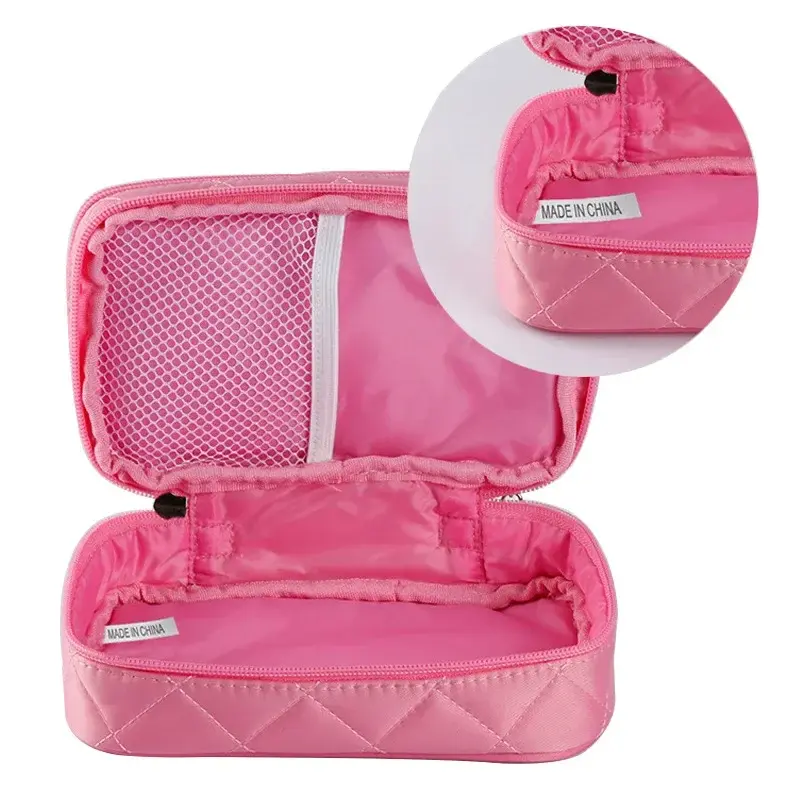 New Makeup Bag Small Grid 2-Layer Cosmetic Storage Bags Women's Fashion Portable cosmetic bag Travel Essential Wash Bag