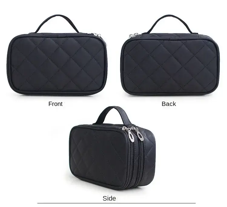 New Makeup Bag Small Grid 2-Layer Cosmetic Storage Bags Women's Fashion Portable cosmetic bag Travel Essential Wash Bag