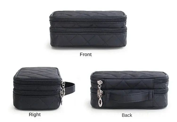 New Makeup Bag Small Grid 2-Layer Cosmetic Storage Bags Women's Fashion Portable cosmetic bag Travel Essential Wash Bag