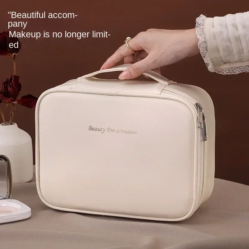Women's Double Layer Makeup Bag Large Capacity Cosmetic Bag Designer storage bag Cosmetics Organizer Travel Essentials