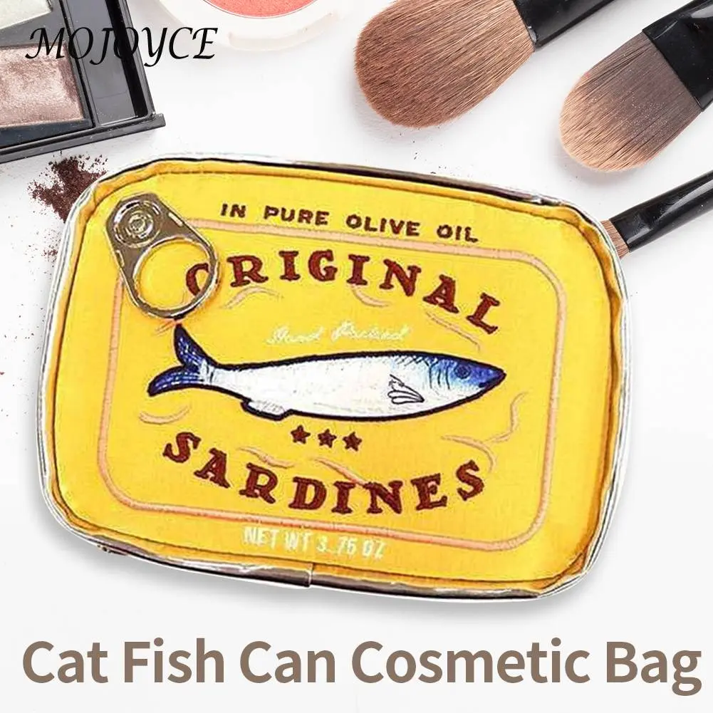 Canned Sardines Women Travel Cosmetic Bag Cute Toiletry Bag Creative Portable Fashion Zipper Multi-function for Weekend Vacation