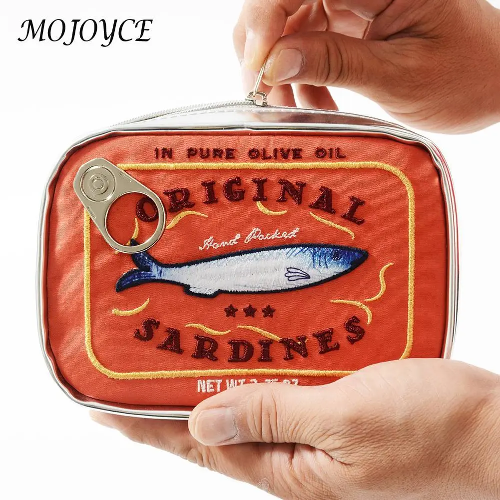 Canned Sardines Women Travel Cosmetic Bag Cute Toiletry Bag Creative Portable Fashion Zipper Multi-function for Weekend Vacation