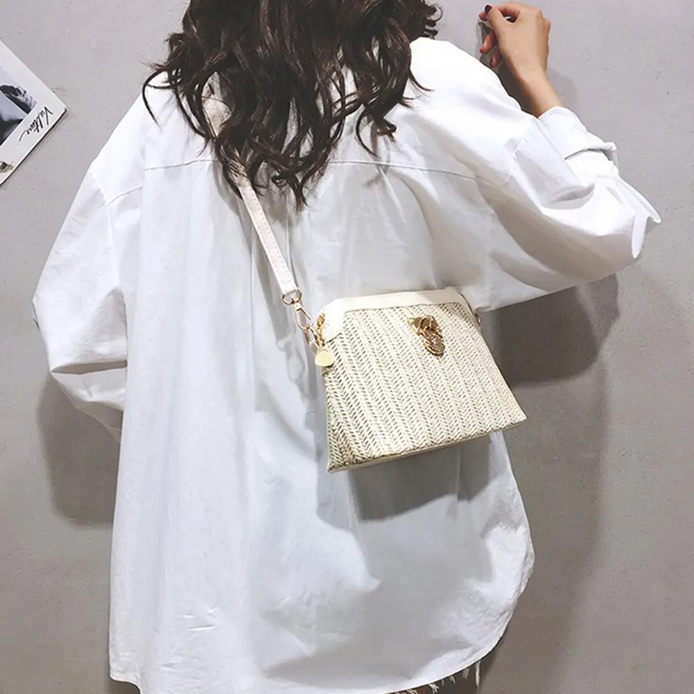 Women Summer Straw Messenger Bags Woven Shoulder Bag Designer Crossbody Pouch Handmade Rattan Beach Travel Bag