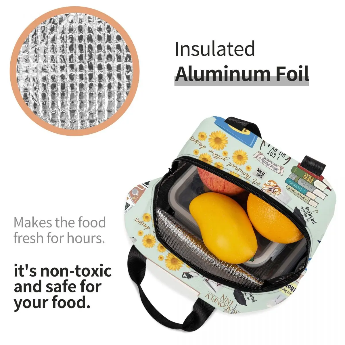 Girls Lunch Tote Bag for Women Gifts Fashionable Collapsible Simple Modern Lunch Box Suitable Work Picnic Beach Office