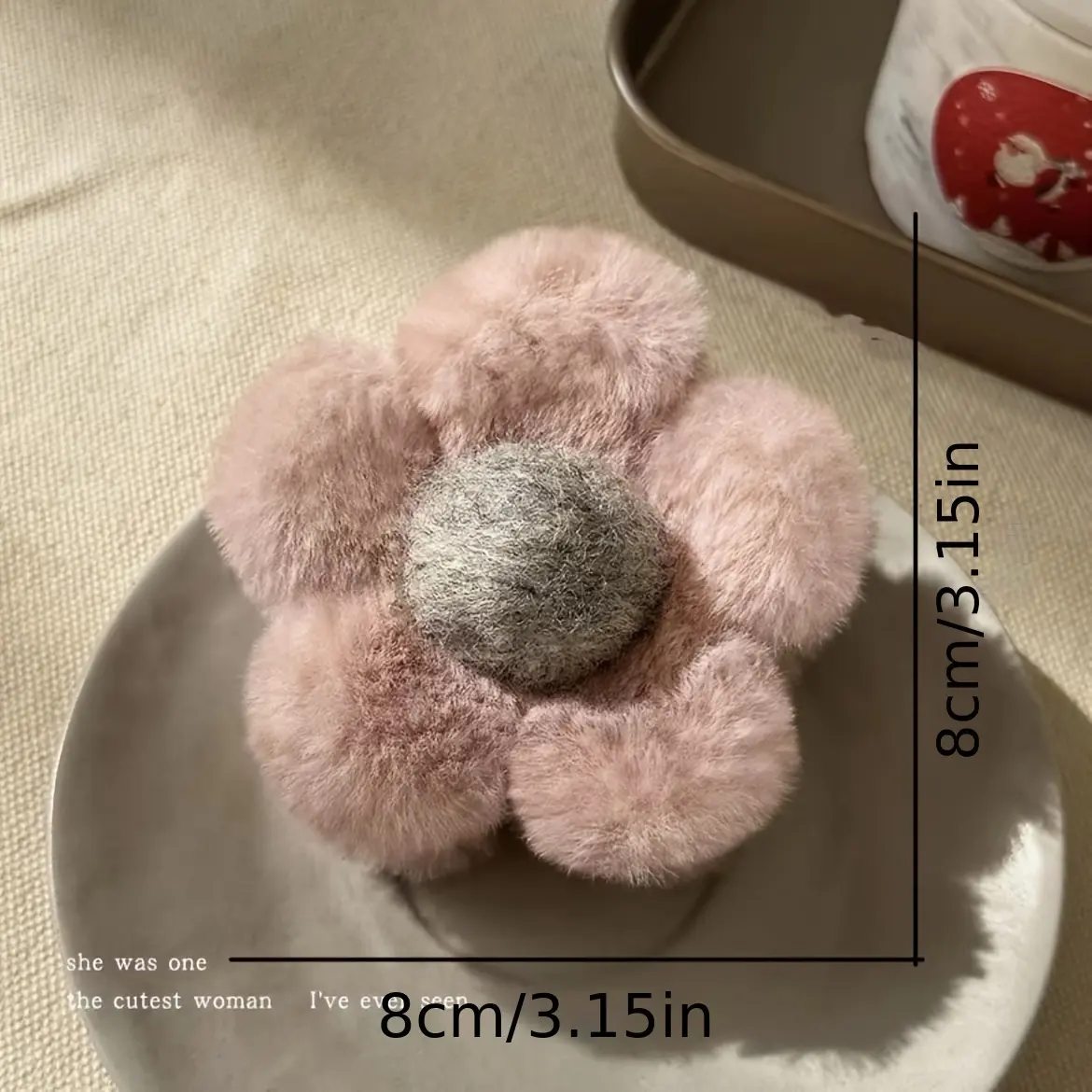 1pcs Soft Fluffy Plush Flower Hairpin | Lightweight Non-Slip Hairpin, Simple And Cute, Perfect For Daily Styling, Multiple Style