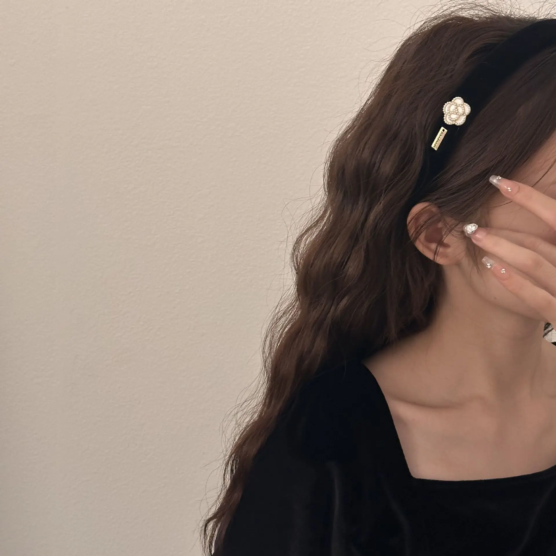 Korean Style Ladies Rhinestone Velvet Headband Female Face Wash Minimalistic Hairhoop Advanced Daily Headhoop Hair Accessories