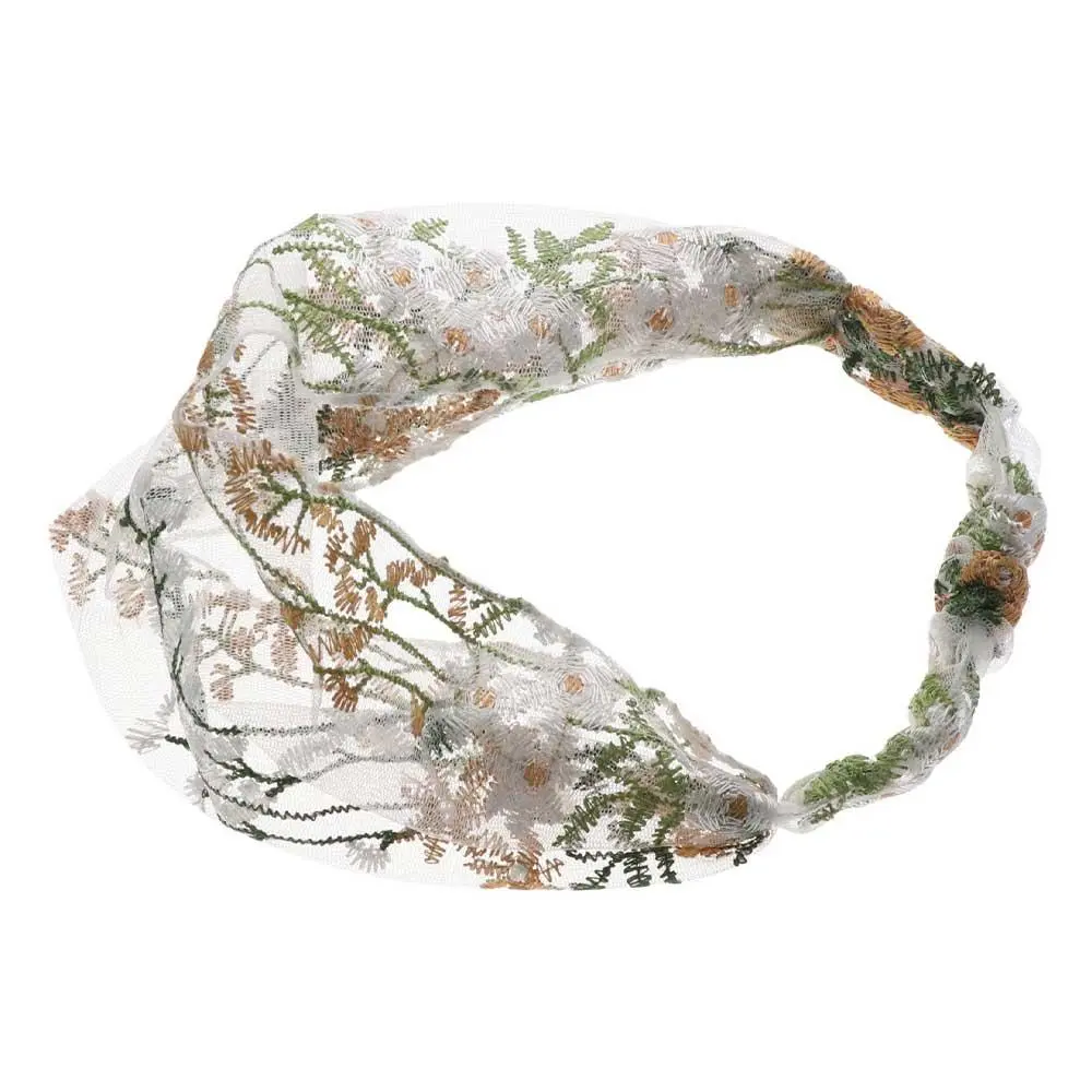 Retro Women Lace Face Wash Korean Embroidery Hair Band Hair Accessories Headdress Turban Headband