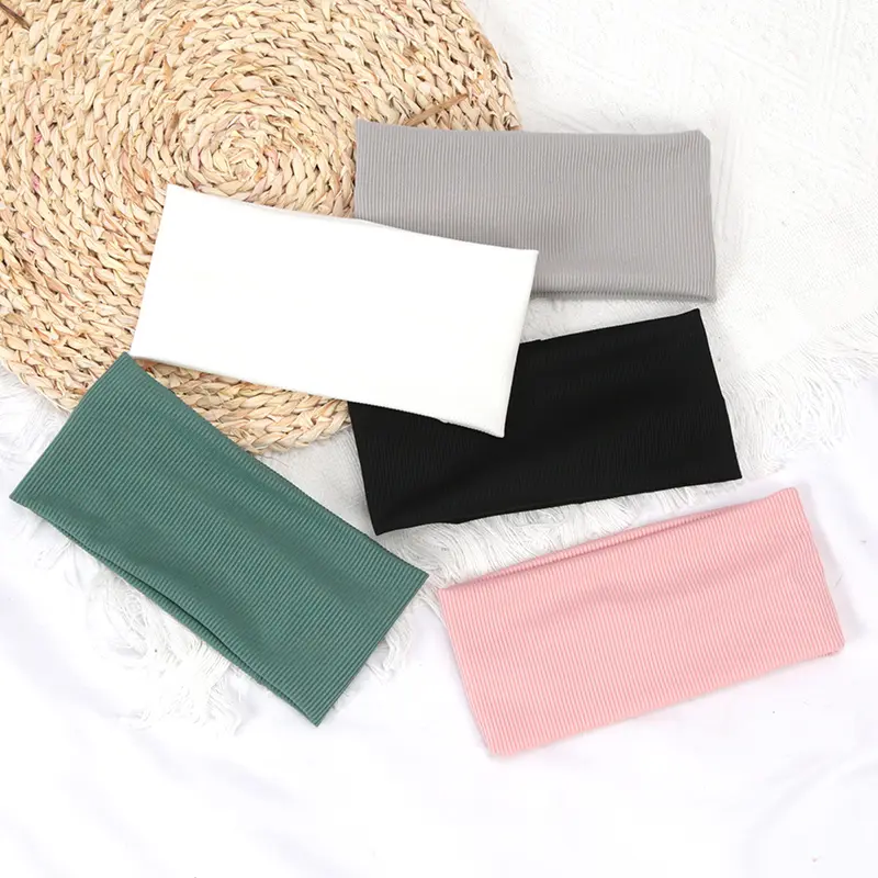 Women Elastic Solid Color Sports Headbands Running Fitness Yoga HairBands Wash Makeup Hair Hoop Girls Headwrap Hair Accessories