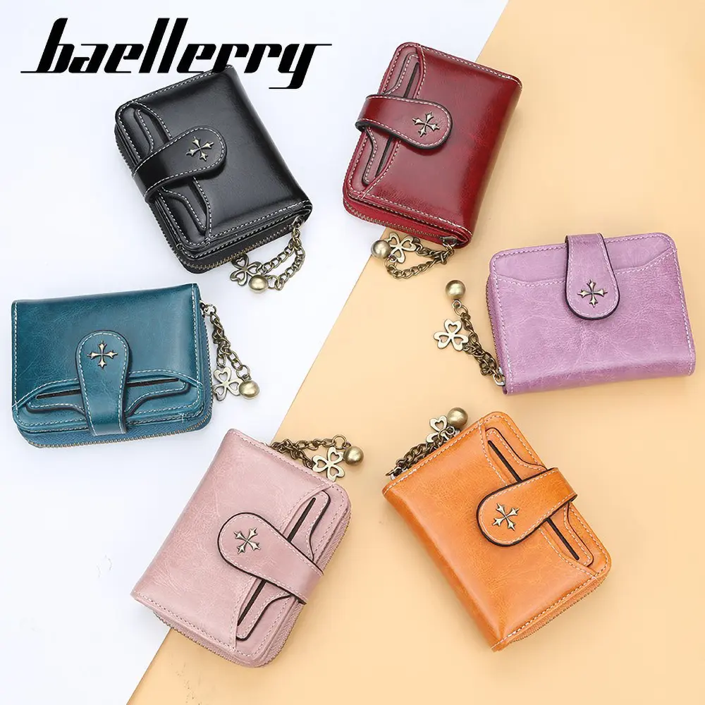 Baellerry women's tassel short wallet with multi-slot card holder and zipper pocket (fashion gift)