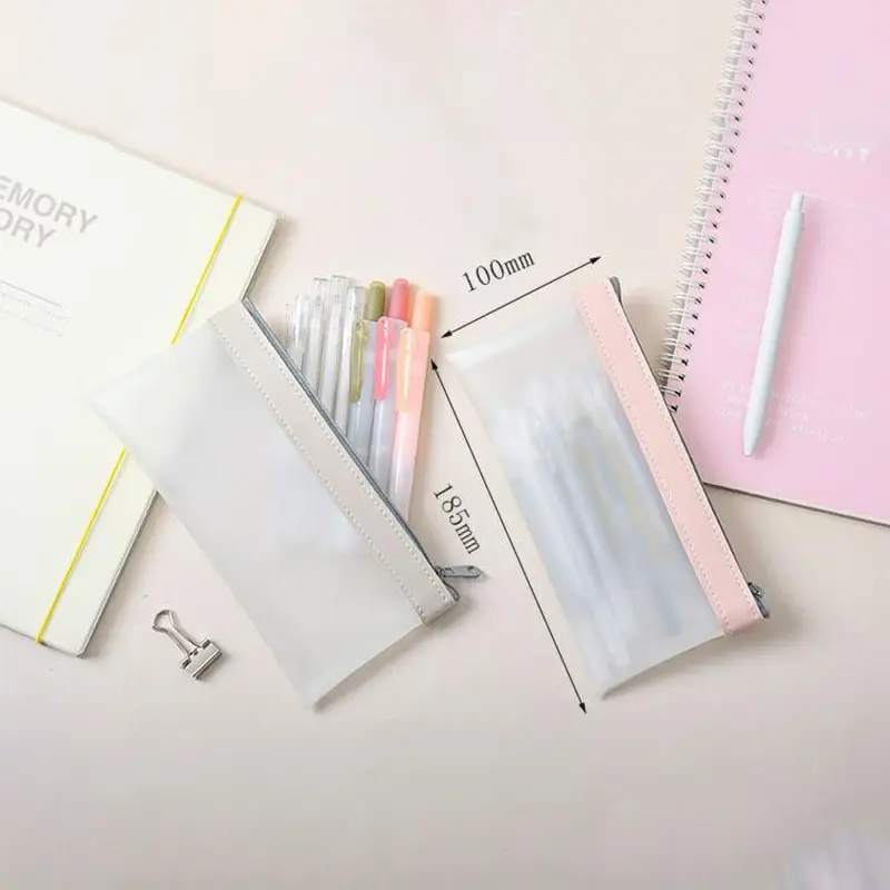 Transparent Frosted Cosmetic Bag Women Makeup Bag Travel Bathing Wash Pouch Toiletries Organizer Student Stationery Storage Bags