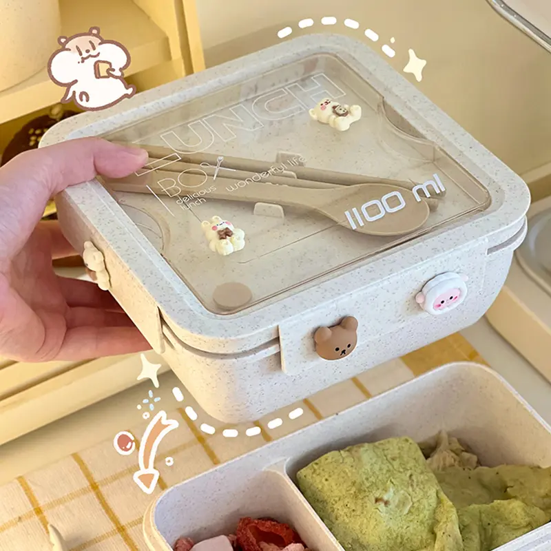 Cute Lunch Box For Kids Compartments Microwae Bento Lunchbox Children Kid School Outdoor Camping Picnic Food Container Portable