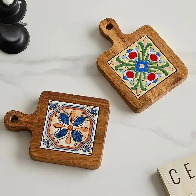 Wood Tiles Pot Mat Anti-scalding Plate Mat Drink Coasters Wooden Placemat For Hot Tea Pots Insulated Non-slip Cup Mat  Home Deco