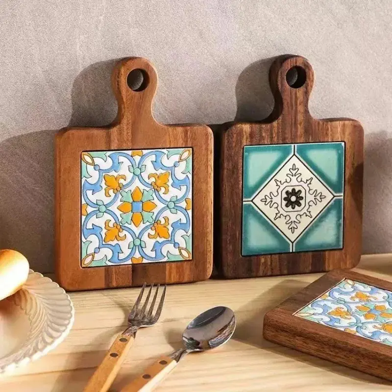 Wood Tiles Pot Mat Anti-scalding Plate Mat Drink Coasters Wooden Placemat For Hot Tea Pots Insulated Non-slip Cup Mat  Home Deco