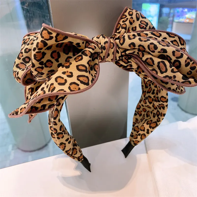 Stunning Women Leopard Print Cloth Knotted Hairbands Multi Layers Bow Knot Headbands for Female Casual Party Holiday Headpiece