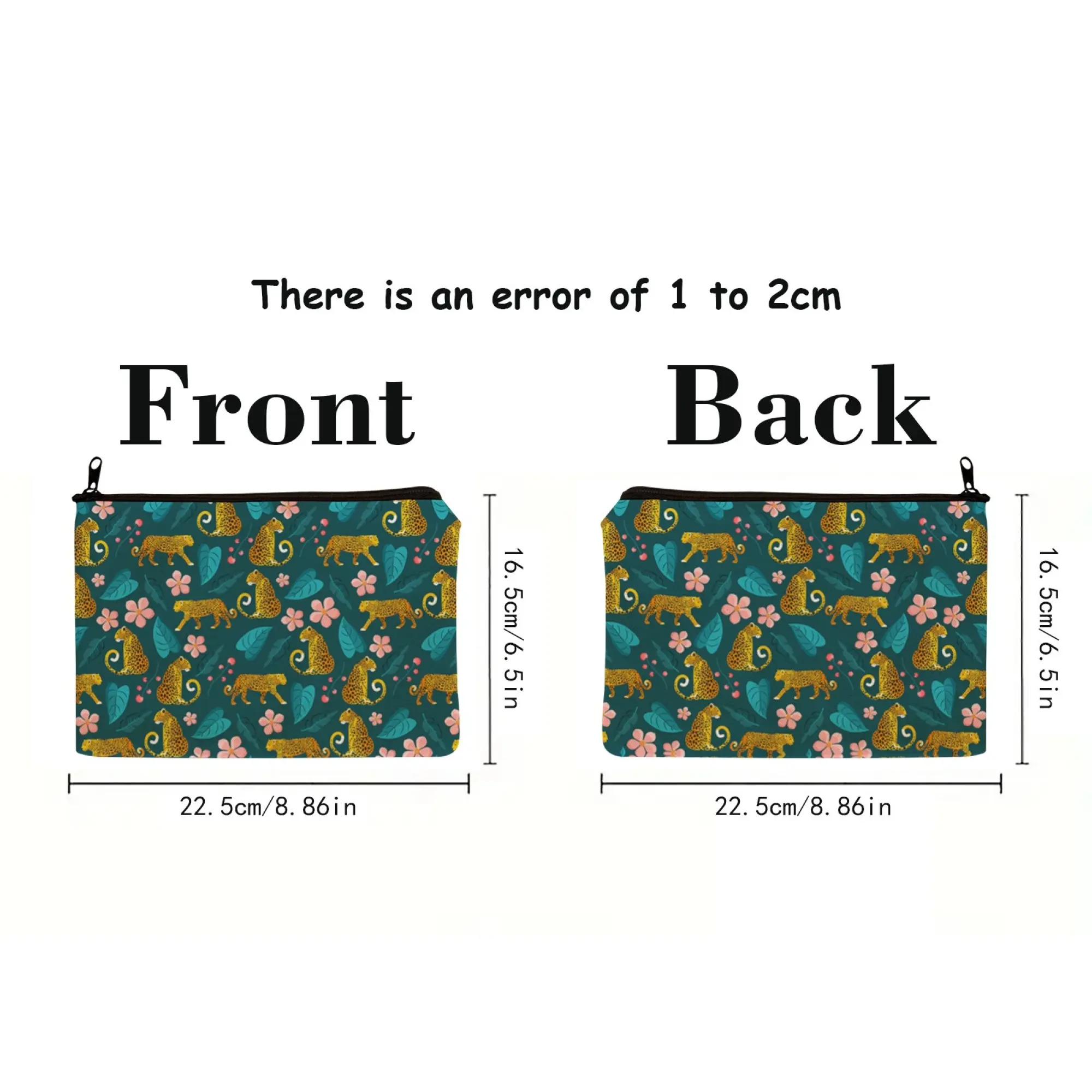 Fashion tropical jungle leopard print Makeup Bag sundries zipper cosmetic bag portable cosmetics unisex storage bag
