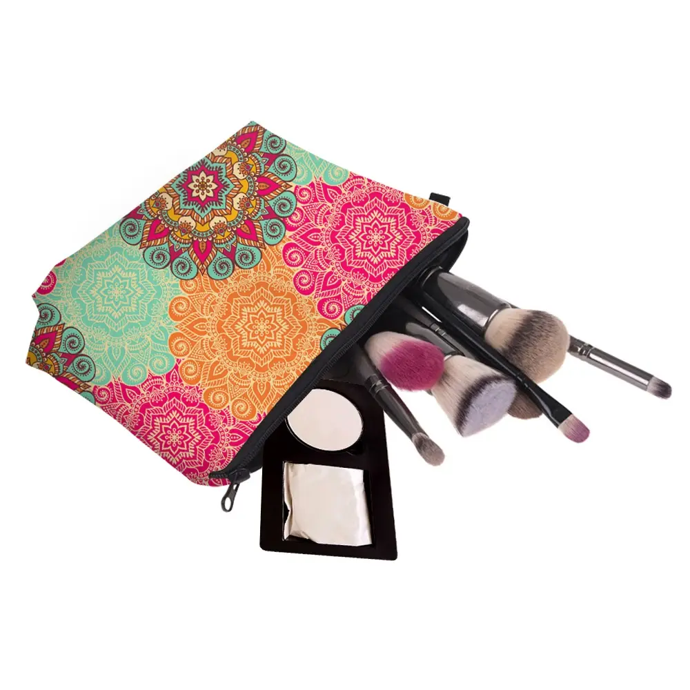 Deanfun Colorful Mandala Flower Pretty Cosmetic Bag 3D Printed Waterproof Makeup Bag For Women  with mandora