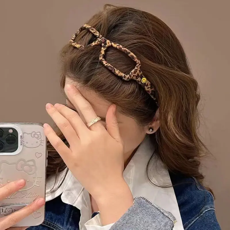 Korean version of high-end feel,eopard print wrapped clothglasses headband,women's 2025 new fashionable bangs versatile headband