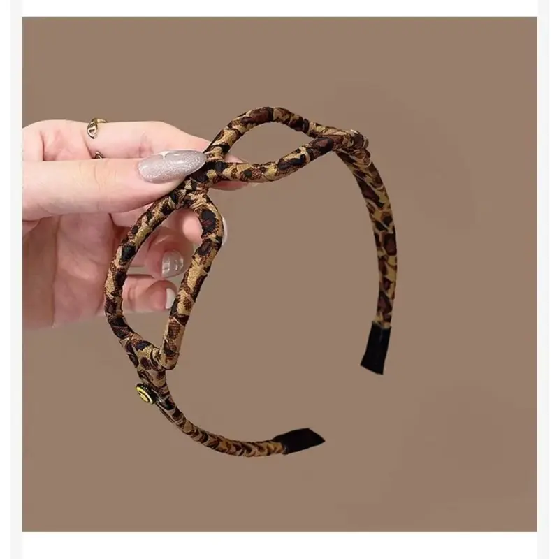 Korean version of high-end feel,eopard print wrapped clothglasses headband,women's 2025 new fashionable bangs versatile headband