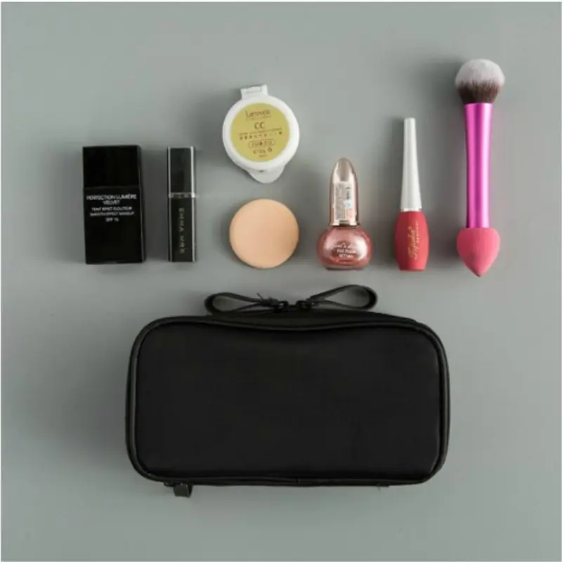 Black Mini Make Up Bag For Female Designer Travel Nylon Storage Bag For Girl Fashion Daily Doule Zipper Small Cosmetic Bags