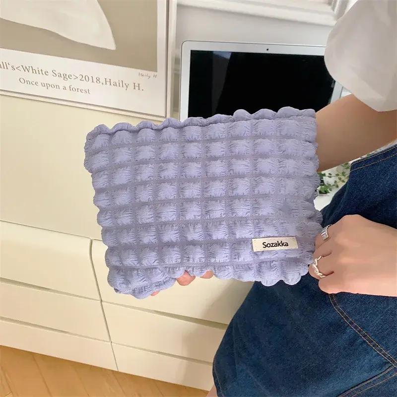Korea Fashion Girls Candy Color Cosmetic Bag Large Capacity Make Up Storage Pouch Zipper Makeup Bags Pink Clutch Beauty Case