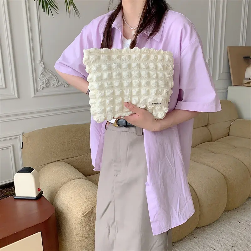 Korea Fashion Girls Candy Color Cosmetic Bag Large Capacity Make Up Storage Pouch Zipper Makeup Bags Pink Clutch Beauty Case