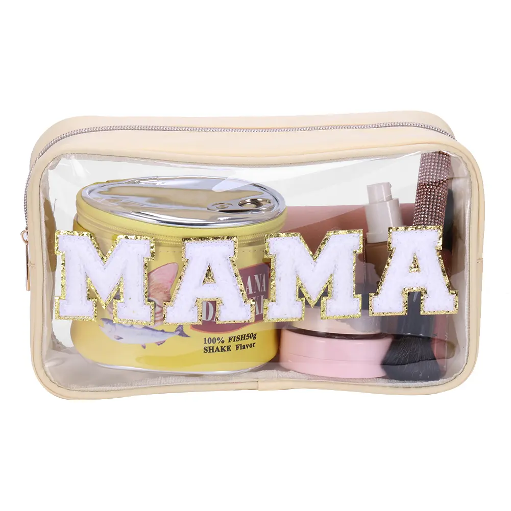 Female Toiletry Bags Large Travel Cosmetic Bag for Women Makeup Organizer Clear Letter MAMA Cosmetic Case Storage Pouch Tote Bag