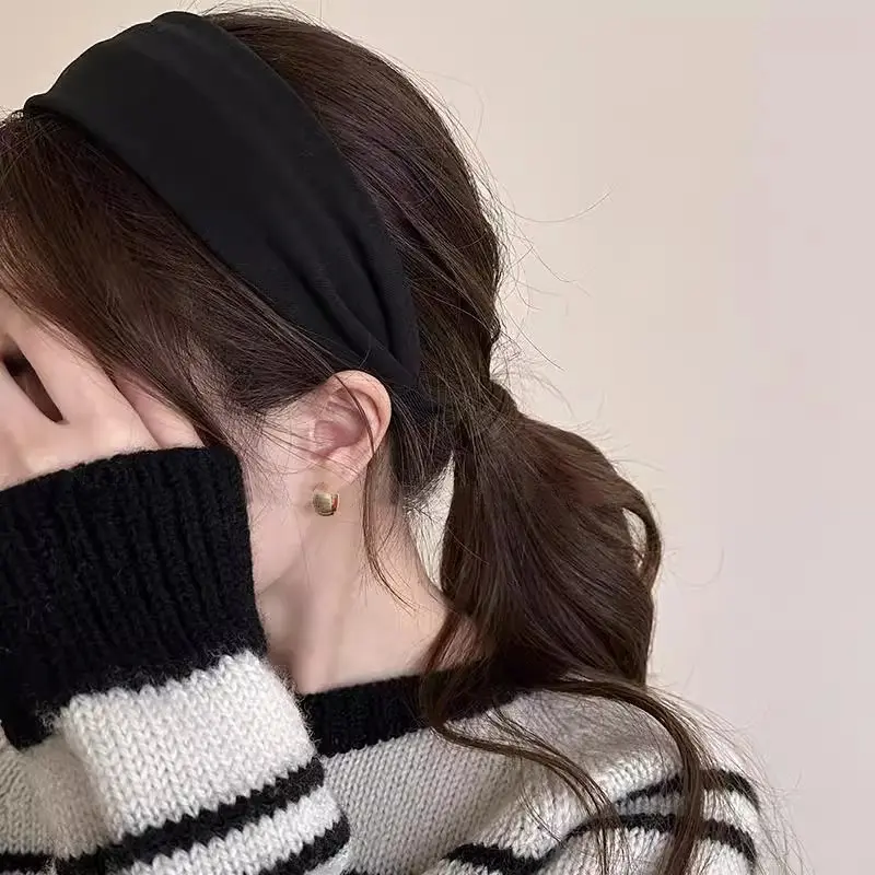 Vintage Solid Soft Cotton Hairband Women Girls Leopard Print Headband Sweet Hair Hoop Elastic Hair Band Fashion Hair Accessories