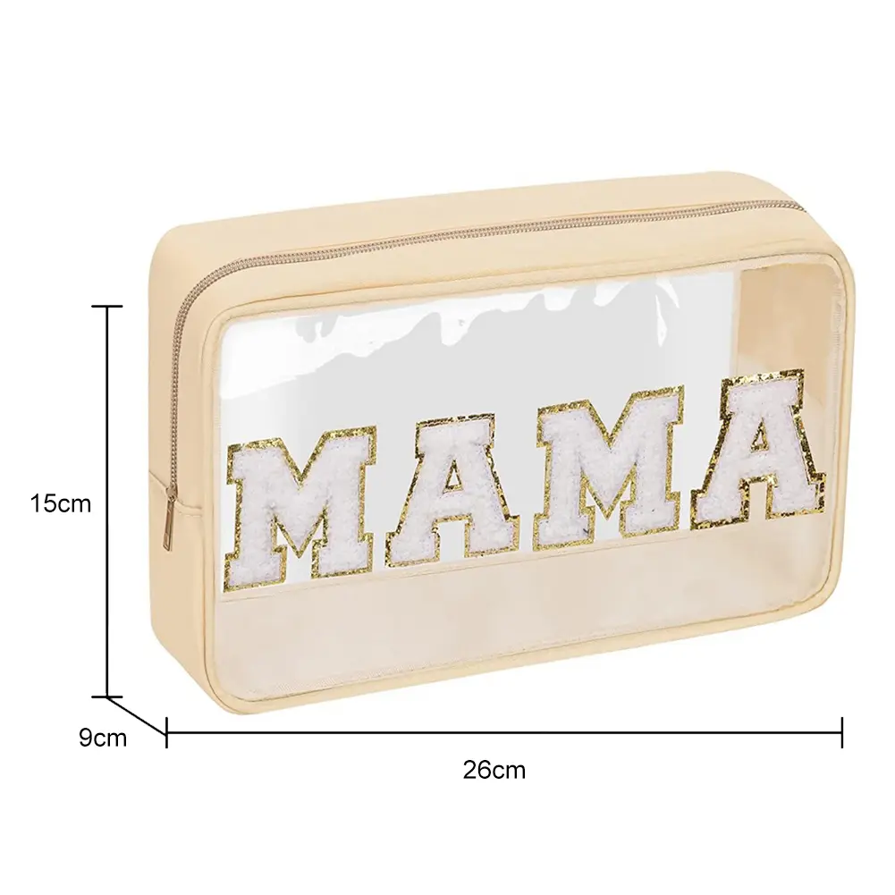 Female Toiletry Bags Large Travel Cosmetic Bag for Women Makeup Organizer Clear Letter MAMA Cosmetic Case Storage Pouch Tote Bag