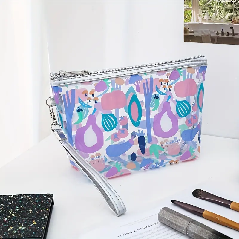Clear PVC Cosmetic Bag Women Printed Make Up Pouch Travel Wash Toiletry Storage Organizer Waterproof Makeup Beauty Case