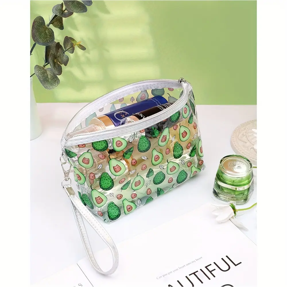 Clear PVC Cosmetic Bag Women Printed Make Up Pouch Travel Wash Toiletry Storage Organizer Waterproof Makeup Beauty Case