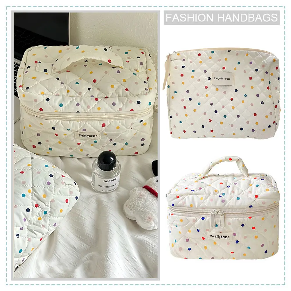 Colorful Polka Dots Cosmetic Zipper Pouch Large Capacity Makeup Organizer Storage Bag Cosmetic Organizer Case for Women