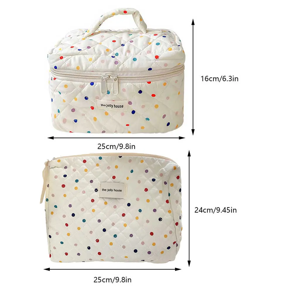 Colorful Polka Dots Cosmetic Zipper Pouch Large Capacity Makeup Organizer Storage Bag Cosmetic Organizer Case for Women