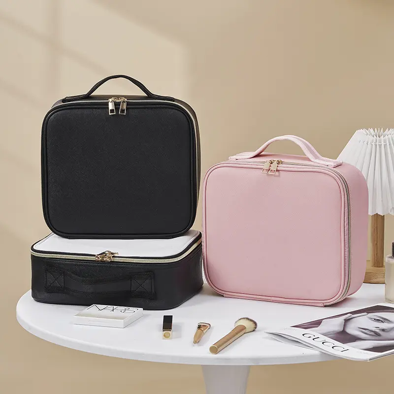 Waterproof PU Leather Cosmetic Bag Professional Large Capacity Storage Make up Handbag Case Travel Toiletry Makeup bag For Women